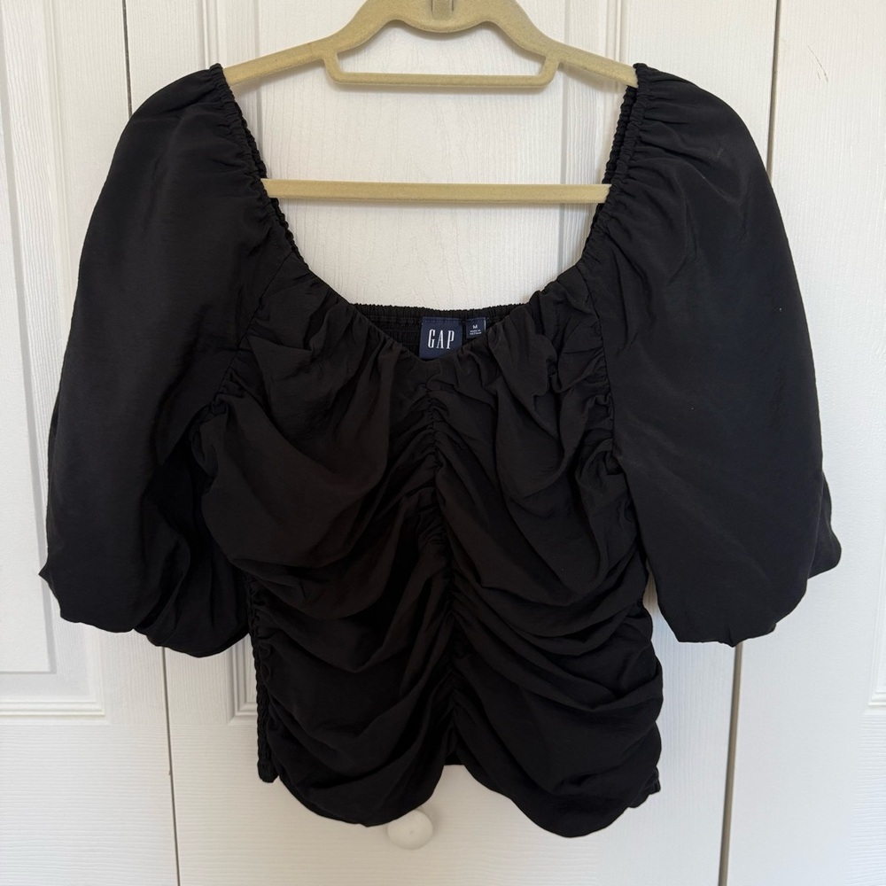 NWT GAP Women's Black Ruched Blouse